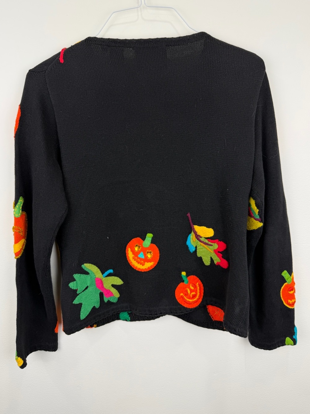Vintage Michael Simon Halloween Pumpkin Cardigan P/S 90s Beaded Novelty Sweater - Picture 2 of 7